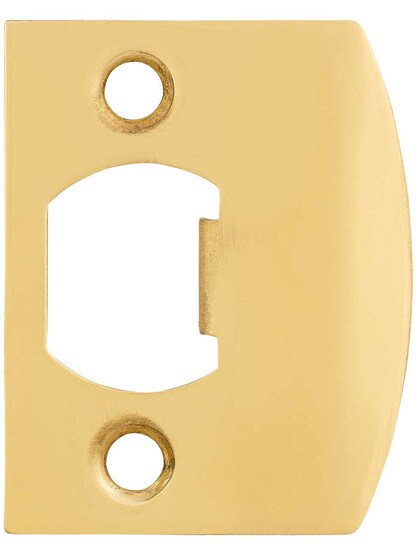 Solid Brass Full Lip Strike Plate with Square Corners in Polished Brass.